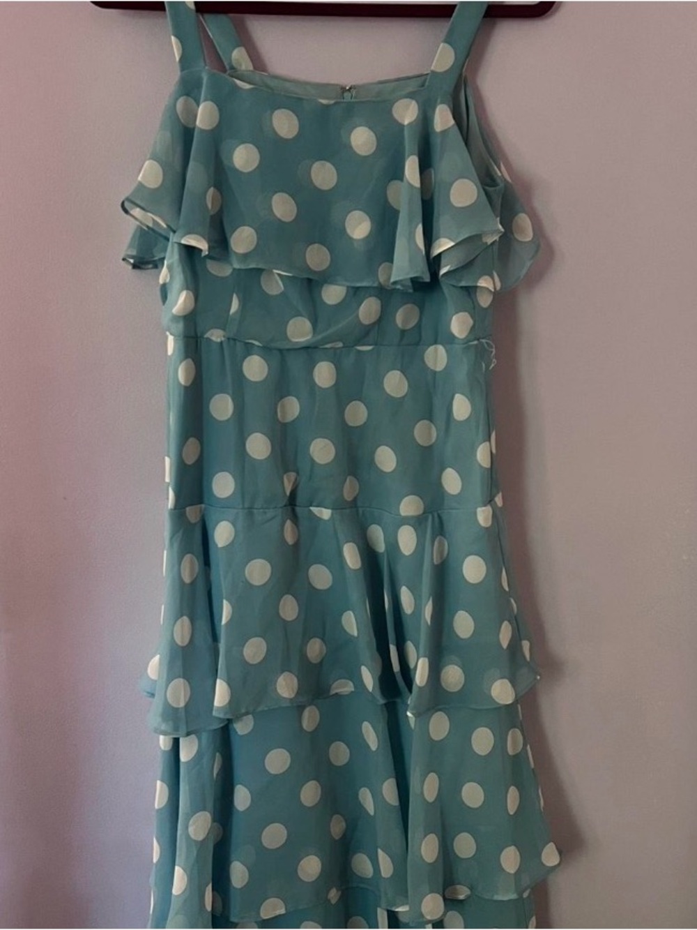 Maison Tara Teal Polka Dot Tiered Midi Dress